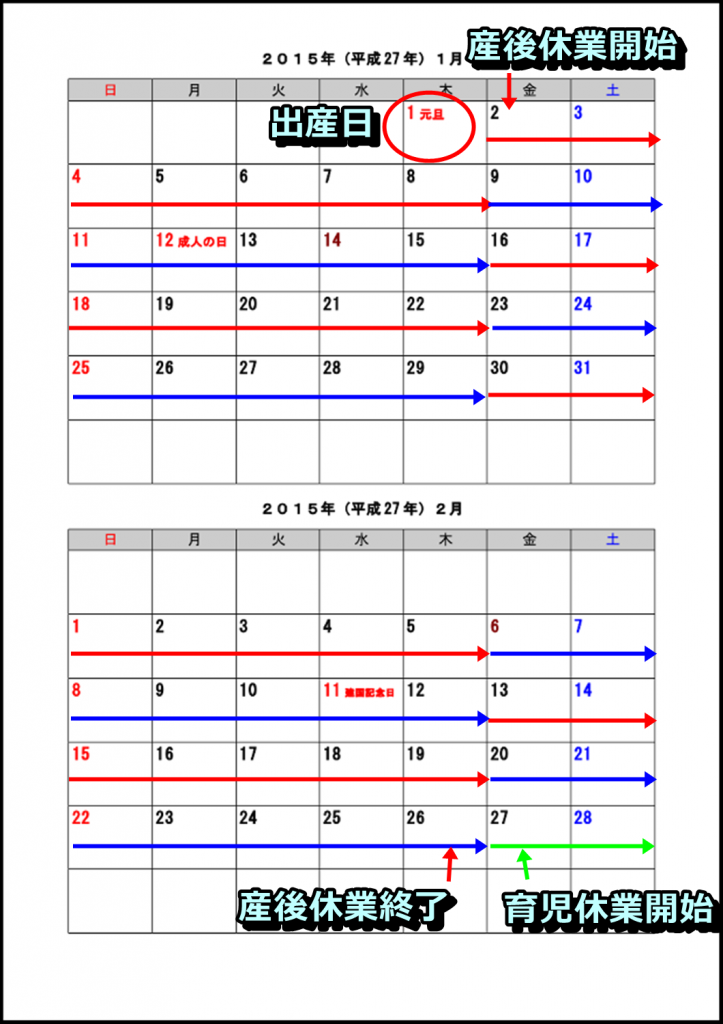 2015カレンダー育児